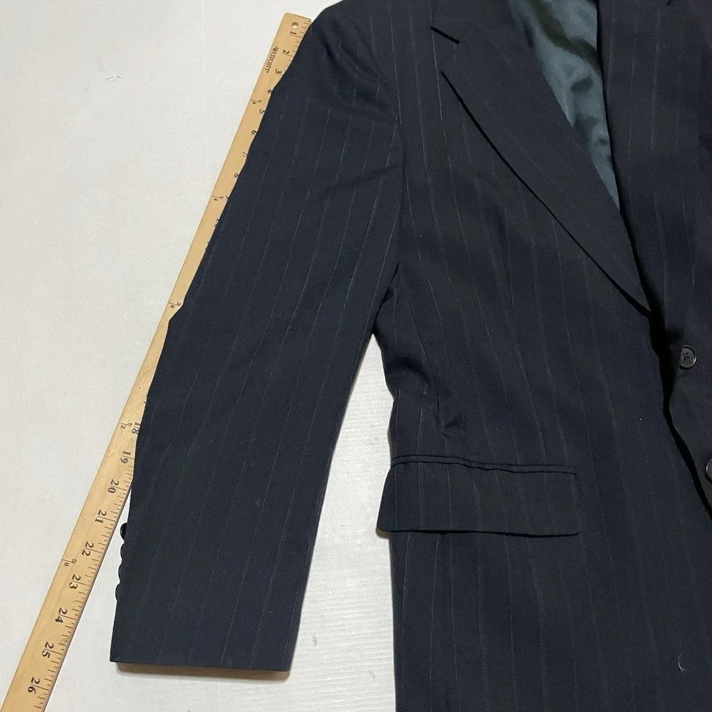 John Weitz‎ 2 Piece Mens Size 40R Blazer Pinstripe Navy Suit 32 X 31 Pants Wool